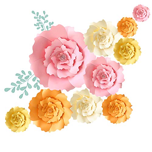 Lucky Monet 3D Paper Flower Backdrop DIY Wavy Petals Flower Crafting Wall Decoration for Wedding Birthday Party Celebration (2Pcs/8"/Beige) - Thumbnail 2