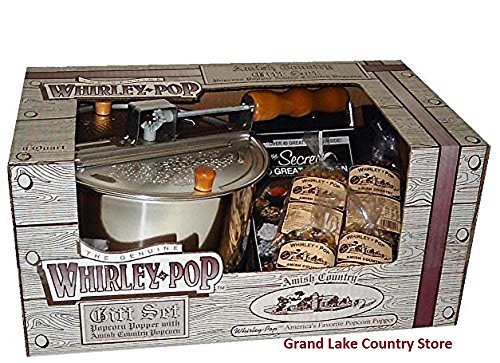 6 Quart Whirley Pop Stovetop Popcorn Popper Gift Set with Amish Country Popcorn