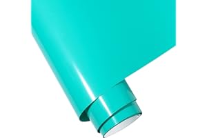 Gatichetta Heat Transfer Vinyl Roll 12"x6ft Bright Teal HTV Iron on Vinyl Roll for T-Shirts Compatiable with Cricut, Cameo, Heat Press Machines, Bright Teal