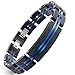 WANGOK Men Bracelet Stainless Steel Bracelets Black and Blue Links with Fashion Sand Blasting Bracelets for Men in 7.9-8.5