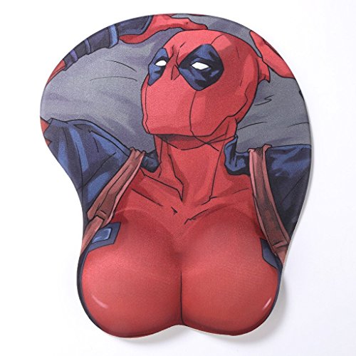 DXD 3D Mouse Pad Mat for Pain Relief Anime Ergonomic with Deadpool Boobs Gel Wrist Rest Support, Memory Foam Non-Slip Rest Pad for Typist Office, Computer, Laptop, Gaming Mousepad for Warcraft and LOL