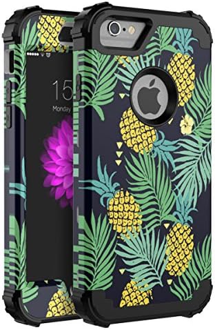Miubox iPhone 6 Case,iPhone 6s Case Three Layer Bumper Heavy Duty Anti-Scratch Non-fingerprint Comfortable Holding Cute Protective Case For Girls Women (Black Pineapple)