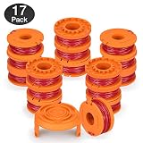 V VONTOX Line String Trimmer Replacement Spool Suitable for Worx String Trimmer, 17 Pack (16 Replacement Line Spool and 1 Trimmer Cap Cover), 10ft 0.065