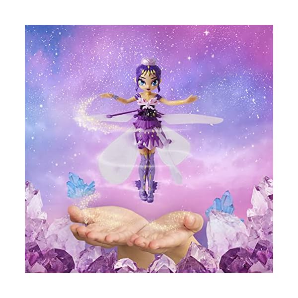 HATCHIMALS Pixies, Crystal Flyers Purple Magical Flying Pixie Toy, for Kids Aged 6 and up