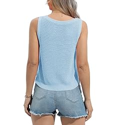 FISACE Womens Summer Crochet Knit Sweater Tank Tops