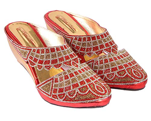 Buy Honey Step Comfortable Elegant Designer Bridal Red Gold Heel