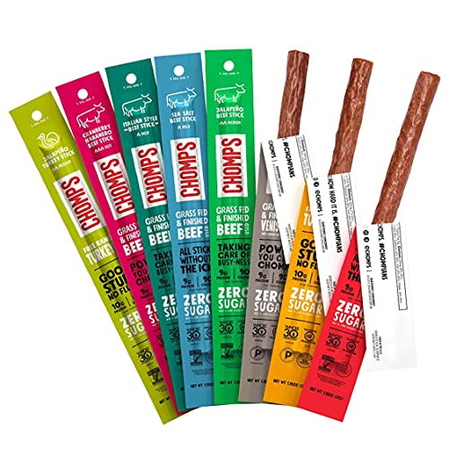 Chomps Variety Trial Pack, Grass Fed and Free Range Beef & Turkey