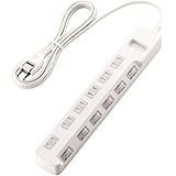 ELECOM 電源タップ 雷ガード 個別スイッチ ほこりシャッター付 6個口 2.5m ホワイト T-K6A-2625WH