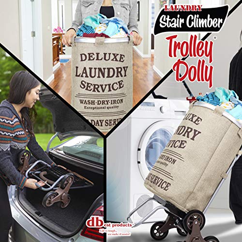 dbest products Stair Climber Laundry Trolley Dolly, Beige Laundry Bag