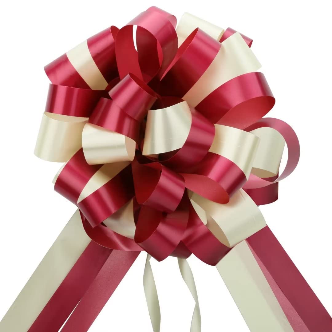 EDATOFLY 5 Pcs Large Pull Bows, Pull Bows for Gift Wrapping Large Bows for Presents Gift Wrapping Bows Pull Bows for Hampers Car Florist Wedding Christmas Party Baskets Bouquets (Red)