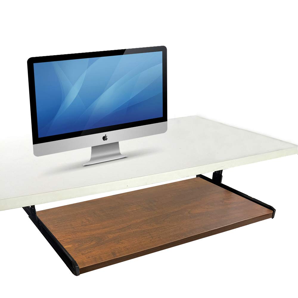 FRMSAET Furniture Accessories Office Product Suits Hardware 20/24/30 inches Keyboard Drawer Tray Wood Holder Under Desk Adjustable Height Platform. (30 inches, Brown)