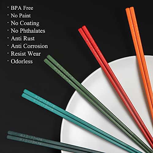 SUPJOYES 5 Pairs Fiberglass Chopsticks Multicolor Reusable Chopsticks Dishwasher Safe