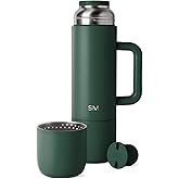 Simple Modern 36oz Insulated Hot Beverage Bottle with 2 Mugs | Travel Coffee Thermos for Hot Drinks | Twist and Pour Top | Commute, Travel, and Picnic Friendly | Roam Collection | Forest
