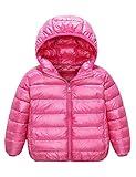 IKALI Boy Girl Packable Down Jackets, Spring Hood Coat, Lightweight/Water-Resistant (2-12Y)