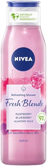 NIVEA Fresh Blends Raspberry Shower Gel 300ml Vegan Bottle 97% Recycled view 1