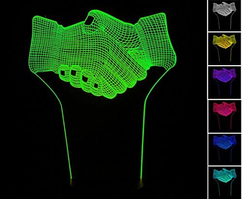 Shake Hands Pattern Creative 3D 7-Color Super Abstract Gradual Colorful LED Touch Ofice Decorative Night Light Household Lights Three - dimensional 3D Visual Small Table Lamp