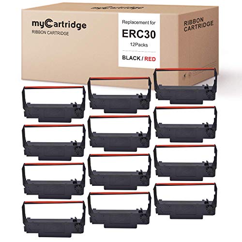 myCartridge ERC30 ERC-30 ERC 30 34 38 B/R Compatible with Ribbon Cartridge for use in ERC38 NK506 (Black Red, 12-Pack)