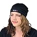 Satin Life Adjustable Drawstring Soft Slouchy Satin Lined Hat (Black)