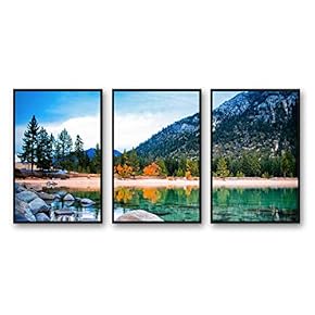 3 Piece Framed Canvas Wall Art for Living Room, Bedroom Lake Tahoe Canvas Prints for Modern Home Decoration Ready to Hang - 16"x24"x3 Panels