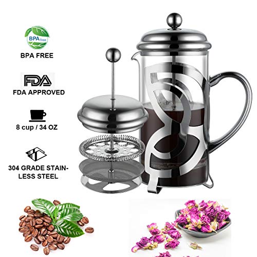 Miuly French Press Coffee Maker,304 Grade Stainless Steel & Heat