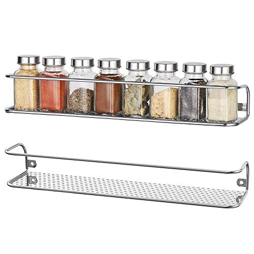 NEX Spice Racks Wall Mounted Spice Storage Chrome- 2 Pack
