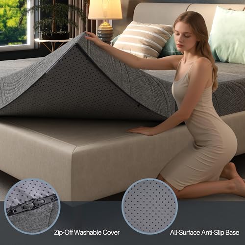 Foldable Mattress Queen, 6 Inch Memory Foam Trifold Mattress Topper | Ideal for Guest, Murphy Bed & Camper, Washable Cover & Non-Slip Base for All Floors, 80" x 60" x 6"
