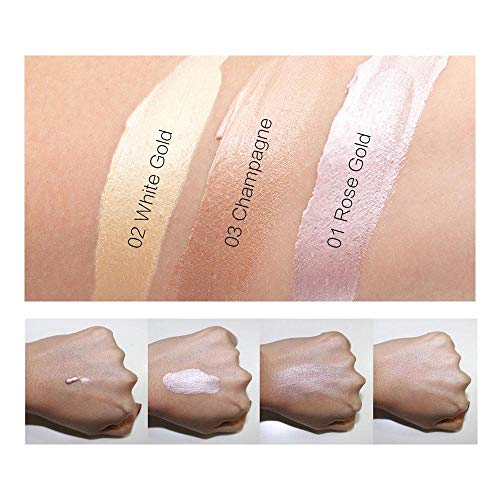 Liquid Highlighter, LEEGOAL Waterproof Smooth Shimmer Face Body Glow Liquid Highlighter, Illuminator Makeup for Face Lip Body Contour Makeup