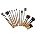 ACEVIVI Professional 12 Piece Makeup Brush Set, Premium Synthetic Kabuki Blending Blush Bamboo Handle with Bag