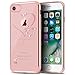 iPhone 7 Plus Case,Double-Lin Mini Love Heart Glitter Bling Crystal Rhinestone Diamonds Clear Rubber Plating Frame TPU Soft Silicone Bumper Case Cover for iPhone 7 Plus Rose