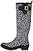 Joules Women's Wellyprint Rain Shoe, Black Spot White, 8 M US