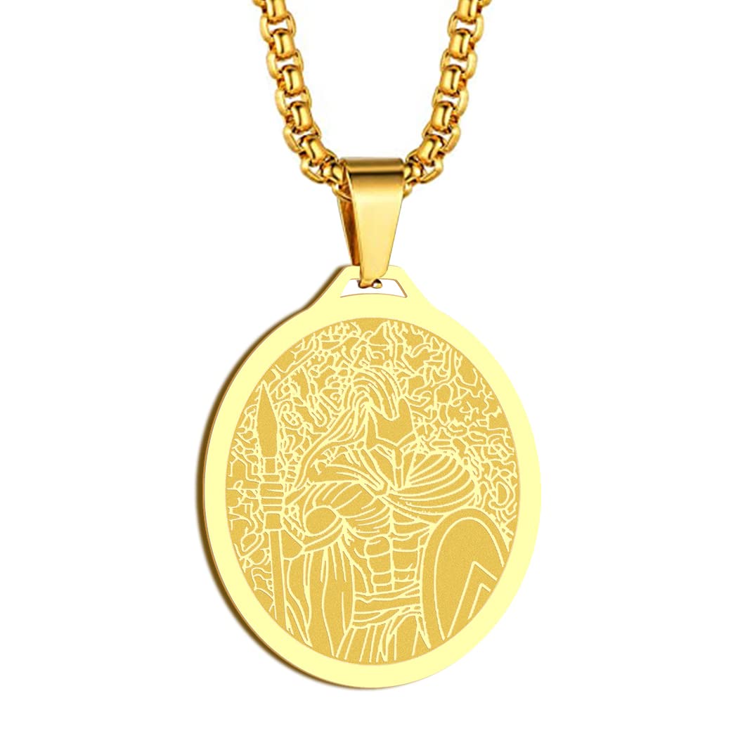 chengxun Symbol of the Ancient Greek God of War - Ares Necklace for Men Women Greek War Memorial Charm Pendant Neck Chain Amulet Talisman Jewelry Gift (225G)