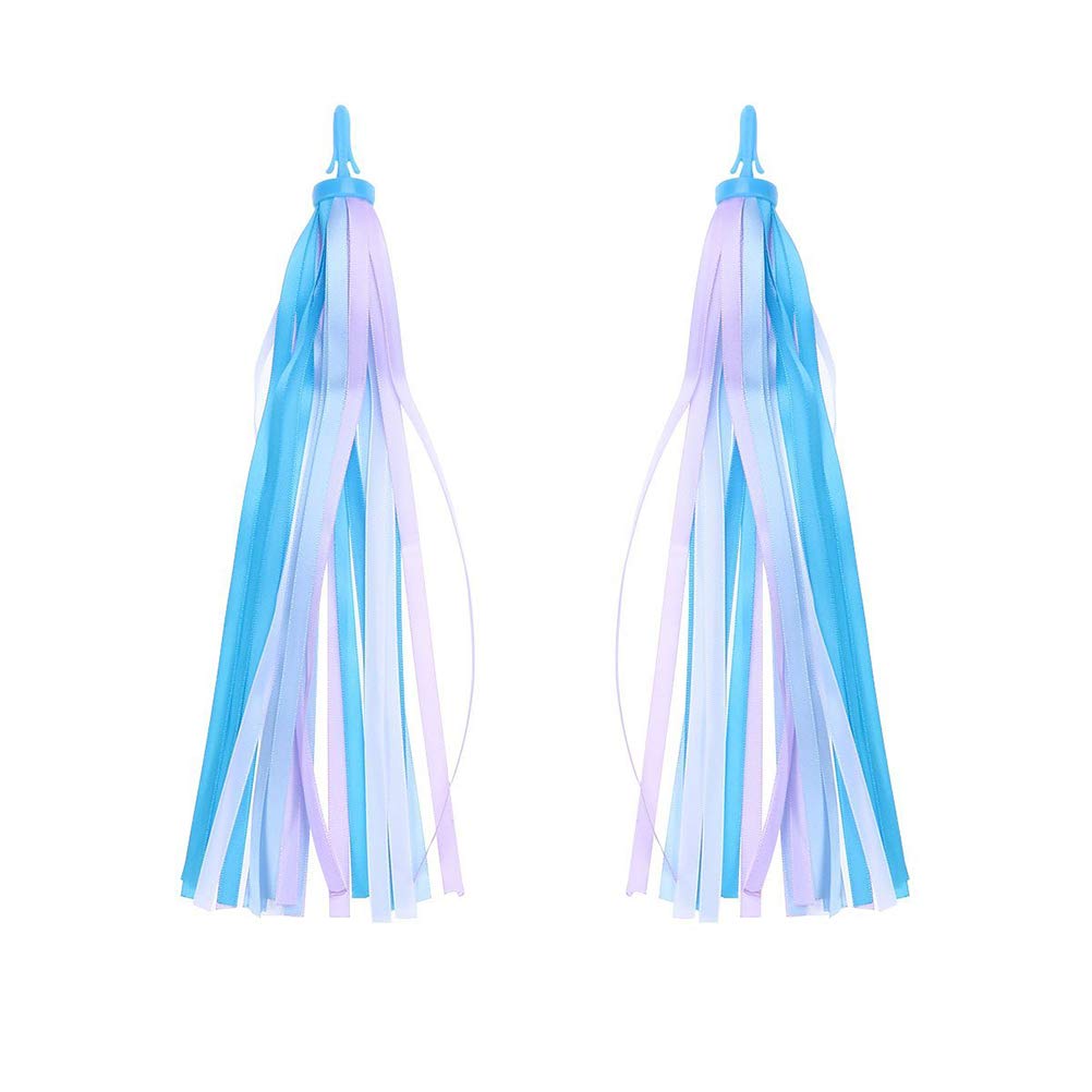 Deolven Kids Scooter Streamers,2 Pack Coloured Bicycle Tassel Bicycle Tassel Bike Handlebar Ribbo for Children Baby Girl Boy Bike Accessories 27CM Blue Purple White Mixed