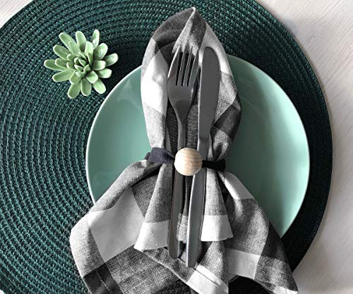 Grey Checked Napkins - Buffalo Plaid Napkins - Buffalo Check Kitchen Napkins - Cotton Plaid Napkins - Kitchen Napkins Cotton - Plaid Napkins Cotton - Grey Cloth Napkins Set of 6 (18x18), Grey & Cream