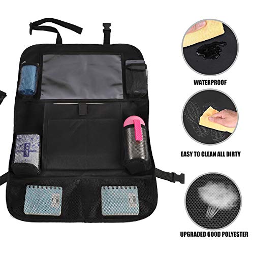 Fullsexy 2 Pack Car Organizer Back Seat with Touch Screen Tablet Holder,and 9 Storage Pockets Seat Back Protectors for Kids Toy Drink Book and Travel Accessories