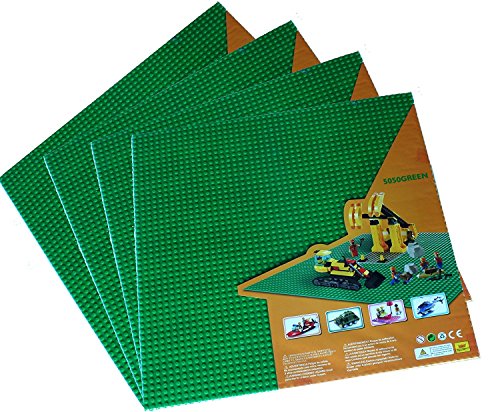 dreambuilderToyX-Large Building Bricks Baseplate, Construction Base Plates, 50x50 Studs (15 x 15), Great for Activity Table or Displaying Construction Toy (4xGreen)