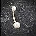 Sinlifu Fresh Pearl Belly Button Ring Navel Ring Body Jewelry Surgical Stainless Steel Body Piercing Ring