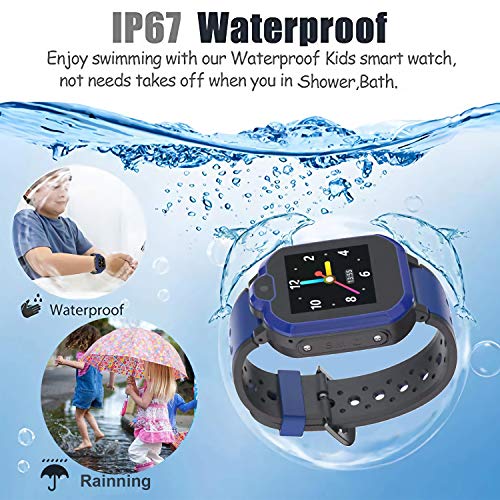 4G Smart Watch for Kids - WiFi GPS Tracker Kids Smartwatch Phone Waterproof Touch Screen Digital Wrist Watch with Call Voice Video Chat Pedometer Fitness Tracker Alarm Clock for Boys Girls (Blue)