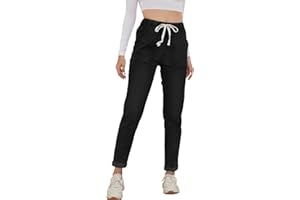 Metietila Women’s High Waisted Pull-On Jeans Casual Elastic Waist Jeans Denim Joggers Pants with Drawstring