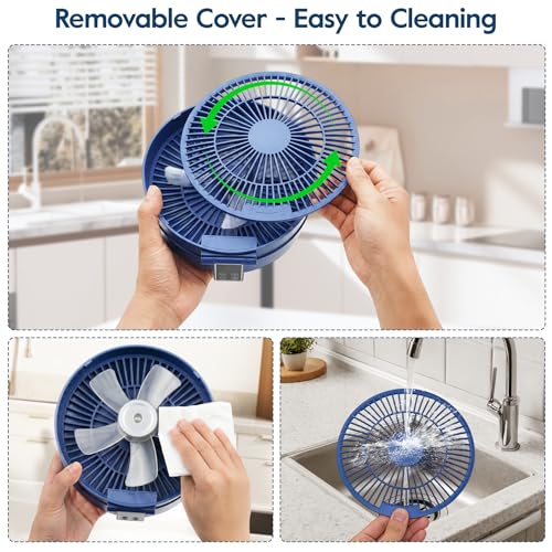 Table Fan, USB Rechargeable Powerful Quiet Fans with Remote Control, LED Display, 120° Rotation Oscillating, 3 Speed, Portable Fan for Office, Bedroom, Camping