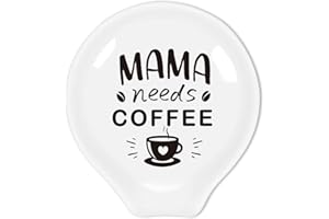 Uhealik Funny Coffee Quote Black and White Ceramic Coffee Spoon Holder-Coffee Spoon Rest -Coffee Station Decor Coffee Bar Accessories-Coffee Lovers Gift for Women and Men (MaMa Needs Coffee)