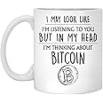 Bitcoin Mug, Bitcoin Gift, Thinking About Bitcoin, Funny Bitcoin Gifts For Him, Husband, Boyfriend, Bitcoin Cryptocurrency Coffee Mug 11oz