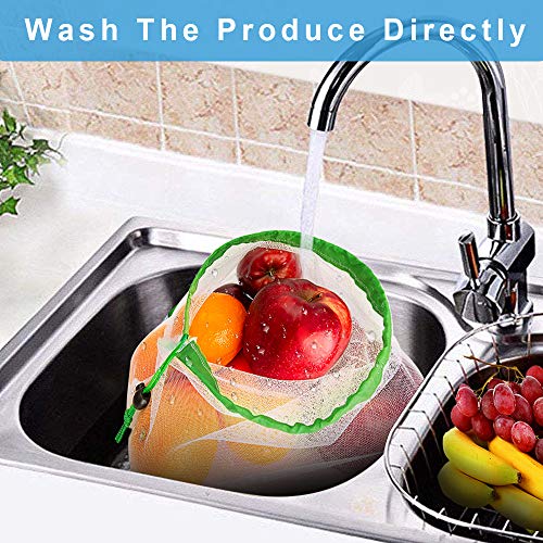 image for mixigoo Reusable Mesh Produce Bags - Premium Washable Mesh Bags for Gr