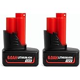 VOLT1799 2-Pack 6.0Ah 12V M-12 Batteries Replacement for Mliwaukee M12 Battery, Compatible with Milwaukee 12V Cordless Power Tools