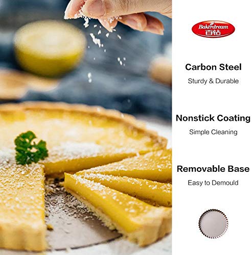 Bakerdream Non-stick Tart Pan Quiche Pan with Removable Bottom Mini Tart Pan Pie Pan with Loose Bottom Round