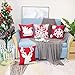 sykting Red Christmas Pillow Covers 18x18 Inch with Raised Embroidery Snowflakes Reindeer Sledge Holiday Pillow Covers for Winter Decorations Set of 4