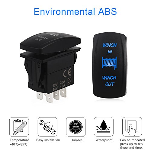 image for WATERWICH 7 pin Momentary Winch In Out Rocker Toggle Switch Waterproof