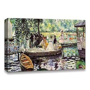 Canvas Wall Art La Grenouillere by Pierre Auguste Renoir Painting Artwork for Home Prints Framed - 12x18 inches