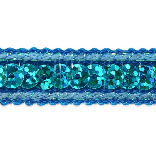 Expo International Single Row Starlight Hologram Sequin with Sparkle Edge Trim, 20-Yard, Aqua Blue