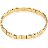 EQUBIO Tila Flat Beaded Stretch Bracelet for Women,Bohemian Friendship Bead Bracelets Handmade Stack Boho Jewelry Accessory for Everyday Wear, Vacation and Friend Gifts