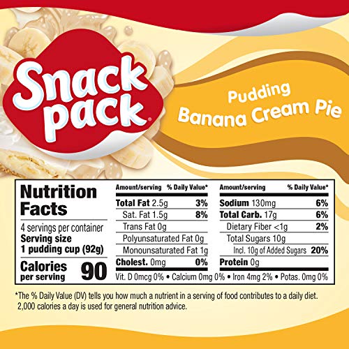 SNACK PACK BANANA CREAM PIE PUDDING 4 PK